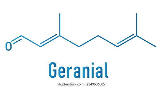 Geranial lemon fragrance molecule. Citral. Skeletal formula.