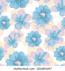 Geranium. Colorful texture of pressed dry blue flowers. Seamless pattern for continuous replicate. Beautiful photo collage.Seamless pattern with blossoming apple tree flowers on white background. 