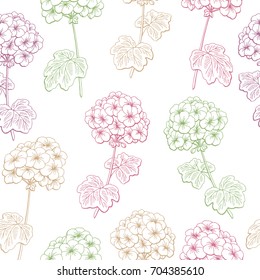 Geranium flower graphic color seamless pattern sketch illustration vector