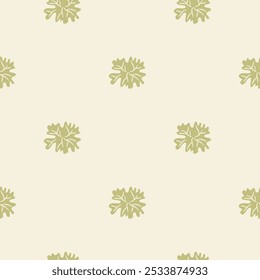 Geranium leaves simple seamless pattern. Surface pattern design farmhouse motif. Vector hand drawn flat illustration.