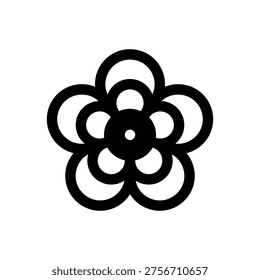 Geranium. Outlined stroke vector icon with black-filled details.