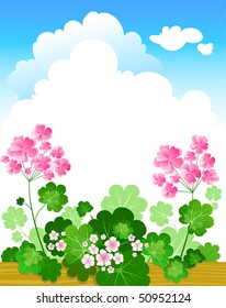 Geranium summer background with space for text