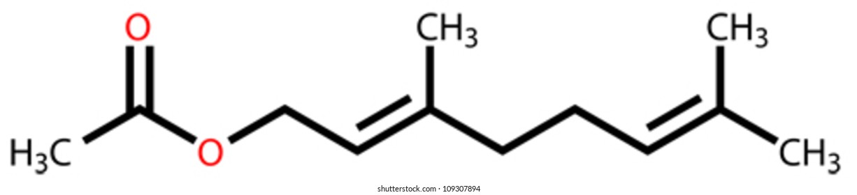 Geranyl acetate, a compound with fruity rose aroma