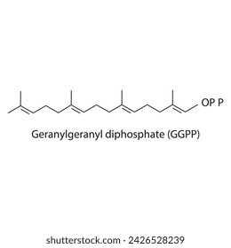 Geranylgeranyl diphosphate (GGPP) skeletal structure diagram. compound molecule scientific illustration on white background.
