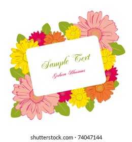 Gerbera blossoms frame. Illustration vector.