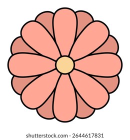 Gerbera. Pétalas de laranja bonitas na cabeça da flor. Ilustração do vetor de cores. Fundo branco isolado. Estilo de desenho animado. Ideia para web design.