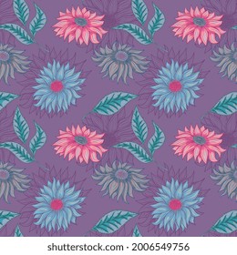 Gerbera daisy floral seamless pattern