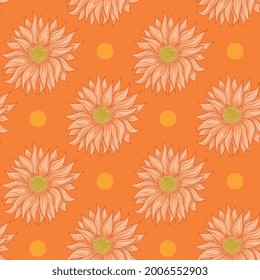 Gerbera daisy floral seamless pattern