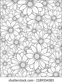 Gerbera Daisy Flower Background Coloring Page Stock Vector (Royalty ...