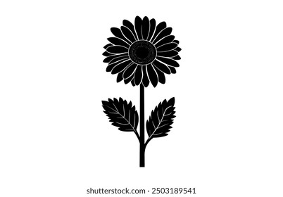 Gerbera Daisy Flower Vector art, Gerbera Silhouette Black Clipart