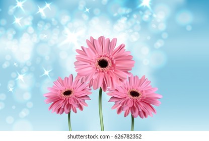 Gerbera flower background. Vector realistic Illustration EPS10.