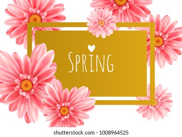 Gerbera flower heart vector card.