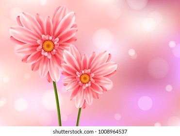 Gerbera flower heart vector card.