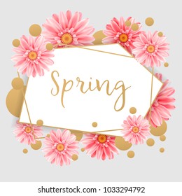 Gerbera flower on bright pink background.