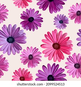 Gerbera flower vector seamless pattern

