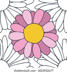 Gerbera flowers are maroon-red in color as a separate object. Seamless pattern with gerberas.