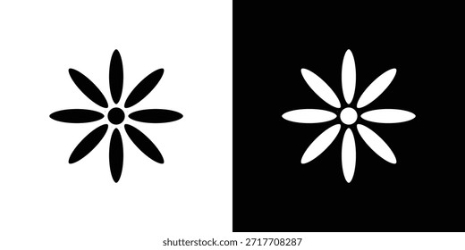 Pictograma plano preto do ícone da Gerbera. Para design gráfico e web.