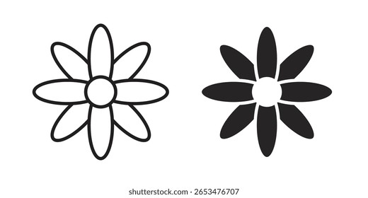 Ícone de Gerbera, sinal vetorial de contorno, pictograma de estilo linear e sólido isolado no branco.