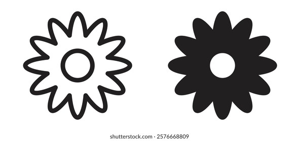 Gerbera icons in outline and stroke versions