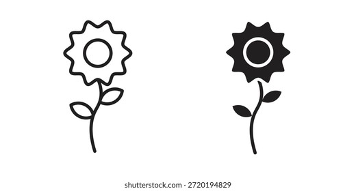 Ícones de Gerbera. Pixel perfeito. Ícone de contorno de vetor. Conceito de logotipo plano.