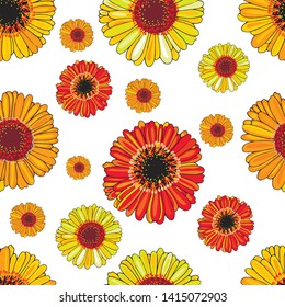 gerbera orange yellow pattern isolated