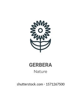Gerbera outline vector icon. Thin line black gerbera icon, flat vector simple element illustration from editable nature concept isolated on white background