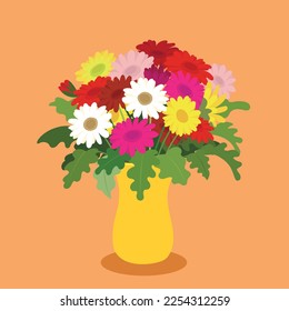 gerbera in a pot vector clip art
