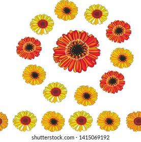 gerbera set in orange tangle and seamless brush