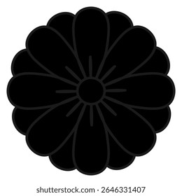 Gerbera. Silhueta. Pétalas bonitas na cabeça da flor. Ilustração vetorial. Fundo branco isolado. Estilo de desenho animado. Ideia para web design.
