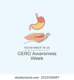 GERD Awareness Week vector design template good for celebration usage. GERD Awareness Week design. vector ribbon. continuous line drawing. eps 10.