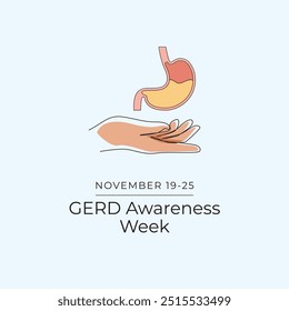 GERD Awareness Week vector design template good for celebration usage. GERD Awareness Week design. vector ribbon. continuous line drawing. eps 10.