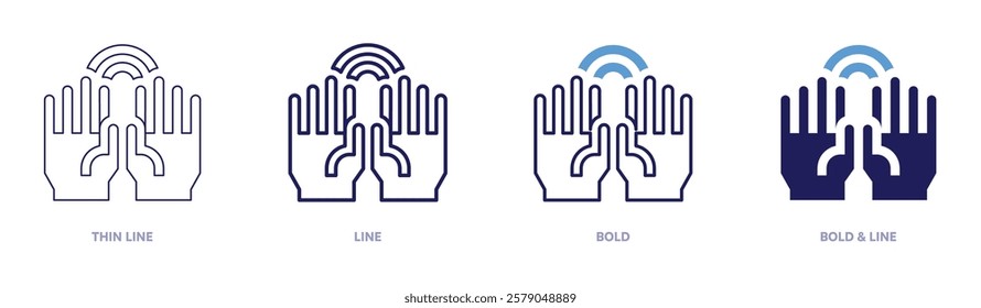 Geriatric massage icon in 4 different styles. Thin Line, Line, Bold, and Bold Line. Duotone style. Editable stroke.