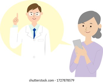 Geriatric vectors who consult a doctor on their phones