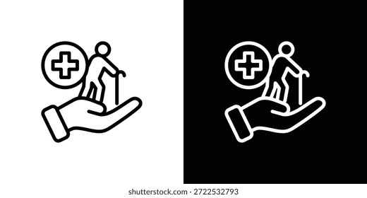 Geriatrics Icon Set Black And White
