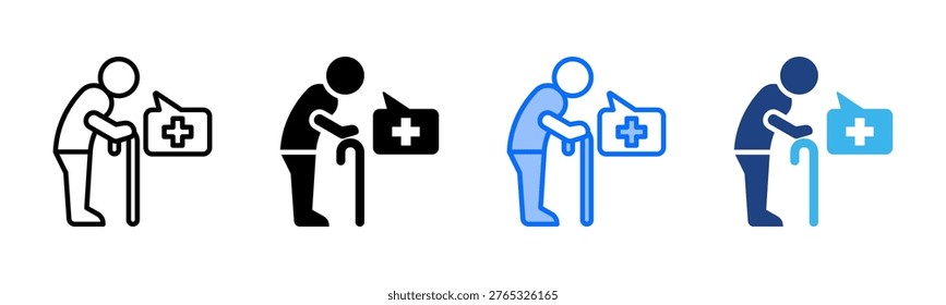 Geriatrics icon set multiple style collection
