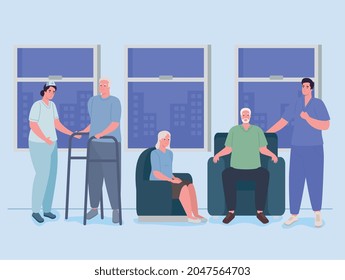 enfermeras geriátricas y ancianos