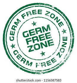 Germ Free Zone. Vector Rubber Stamp.