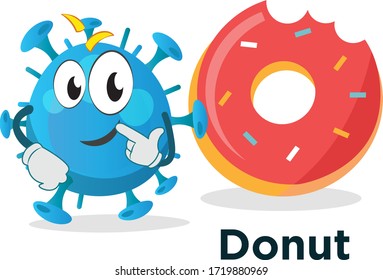 Germ funny alien character thinking about donut
