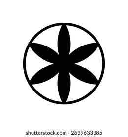 Germ of life. Outlined stroke vector icon with black-filled details.
