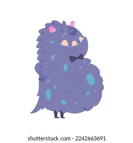 Germ monster vector illustration. Cartoon isolated funny blue virus or bacteria character with scary angry face, open mouth with teeth and tongue, microbe cell or alien creature