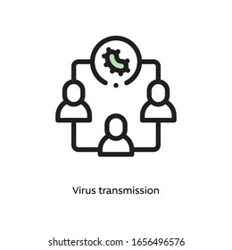 Keimbakterien, pathogene Bakterien oder Virusübertragungen - eine flache Vektorillustration für Apps und Websites der Naturwissenschaften, schwarz umrissenes Symbol auf weißem Hintergrund