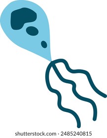 Gérmenes, Virus, Bacterias, Microbios, Bacilos, Giardia. Microorganismo patógeno dibujado a mano aislado sobre fondo blanco