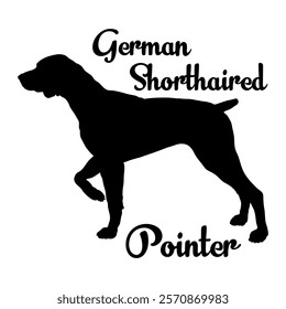 Germa Shorthaired Pointer dog silhouette, dog, dog breeds, logo, vector, silhouette, animal, illustration, icon, sign, design, black, symbol, pet, love
