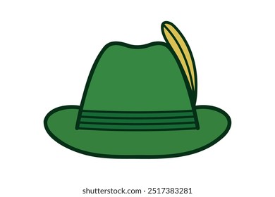 german alpine hat icon, green tyrolean hat vector symbol