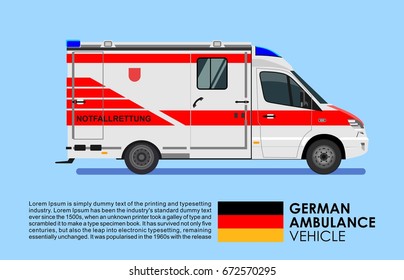 German Ambulance car vehicle truck or van vector design illustration