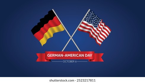 Deutsch-Amerikanischer Tag 6. Oktober winkende Flagge Vektorposter