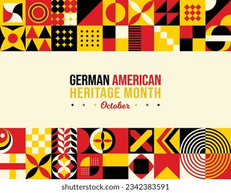 German American Heritage Month Abstract Background. October Awareness Celebration Poster. Horizontal typography website banner vector illustration. Neo Geometric pattern concept card social media post