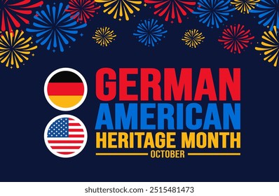 Deutsch amerikanischen Erbe Monat Feuerwerk Hintergrund oder Banner Design-Vorlage wird jedes Jahr im Oktober beobachtet. Urlaubskonzept. Vorlage für Karte, Poster, Plakat, Vorlage. 10 EPS