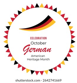German American Heritage Month, German flag and pattern in German flag colors, realistic vector illustration