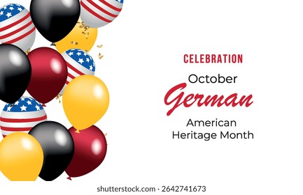 German American Heritage Month, German flag and pattern in German flag colors, realistic vector illustration